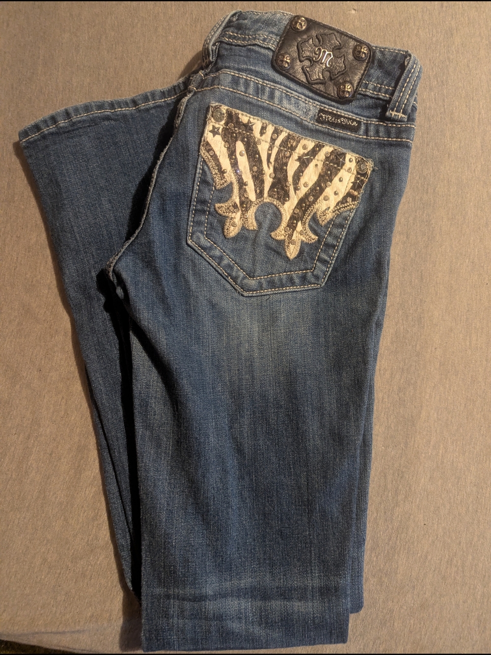 Silver Jeans Dark Blue Bootcut Jeans with Embellished Pocket